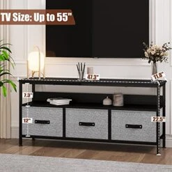 Amyove Dresser TV Stand, Entertainment Center With Storage, 55 Inch TV Stand For Bedroom Small TV Stand Dresser With Drawers And Shelves, TV & Media Console Table Furniture For Living Room, Grey -Amazon Store 51jRm4WiJGL