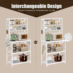 Rolanstar Baker's Rack With Power Outlet, 65.7inch Microwave Oven Stand With 10 Hooks, Stable Coffee Bar Table, 6-Tier Kitchen Storage Shelf Rack, Kitchen Utility Rack With Hutch, White -Amazon Store 51jUeBHNXyL
