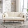 Antetek Futon Sofa Bed With 3 Adjustable Positions, Small Sleeper Sofa Loveseat With 2 Decorative Pillows, Modern Upholstered Convertible Couch With 5 Metal Tapered Legs, White Teddy 2 Antetek Futon Sofa Bed With 3 Adjustable Positions, Small Sleeper Sofa Loveseat With 2 Decorative Pillows, Modern Upholstered Convertible Couch With 5 Metal Tapered Legs, White Teddy -Amazon Store 51jVCTUD6IL