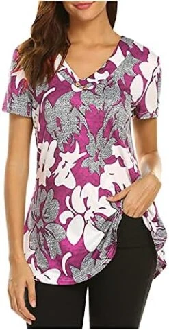 Going Out Tops For Women Floral Printed Hide Belly Tunic Blouses Casual V Neck Buttons Pullover Short Sleeve T-Shirts 22 Going Out Tops For Women Floral Printed Hide Belly Tunic Blouses Casual V Neck Buttons Pullover Short Sleeve T-Shirts -Amazon Store 51jWMPBwZXL. AC