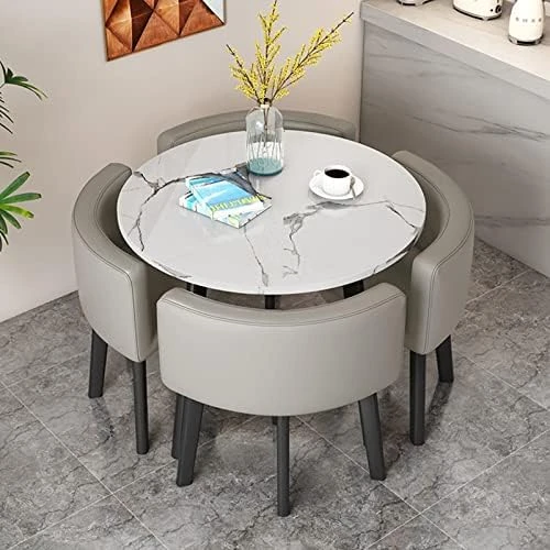 Kitchen Table And Chairs For 4, 5-Piece Compact Dining Room Table Set,DI 31/35.4INCH Faux Marble Pattern Top And 4 PU Leather Upholstered Seat, Modern Diningroom Sets For Home & Kitchen, Living Room ( 10 Kitchen Table And Chairs For 4, 5-Piece Compact Dining Room Table Set,DI 31/35.4INCH Faux Marble Pattern Top And 4 PU Leather Upholstered Seat, Modern Diningroom Sets For Home & Kitchen, Living Room ( - Image 8