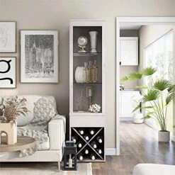 Furniture Of America Mette Transitional Wood Multi-Storage Curio In White Oak -Amazon Store 51jZFvEY7ES