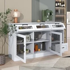 Harper & Bright Designs Storage Cabinet, Kitchen Sideboard Multifunctional Buffet Cabinet With 4 Drawers, Mesh Metal Doors With Adjustable Shelves And Wineglass Holders, White 29 Harper & Bright Designs Storage Cabinet, Kitchen Sideboard Multifunctional Buffet Cabinet With 4 Drawers, Mesh Metal Doors With Adjustable Shelves And Wineglass Holders, White -Amazon Store 51jdkQuOIPL. AC