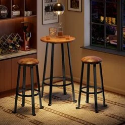 Aiho Bar Table And Chairs Set For 2 With PU Upholstered Stools, 3 Pieces Kitchen Counter Height Wood Top, Modern Pub Table Set For Kitchen Small Place - Rustic Brown 9 Aiho Bar Table And Chairs Set For 2 With PU Upholstered Stools, 3 Pieces Kitchen Counter Height Wood Top, Modern Pub Table Set For Kitchen Small Place - Rustic Brown -Amazon Store 51jlQa5hISL