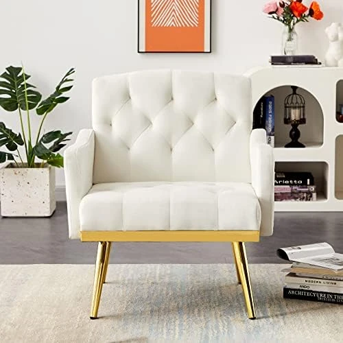 Antetek Upholstered Velvet Loveseat Sofa, Modern Small Sofa Couch With Side Pocket And Golden Metal Legs, Tufted Leisure Sofa For Living Room, Bedroom, Office, Light Beige 13 Antetek Upholstered Velvet Loveseat Sofa, Modern Small Sofa Couch With Side Pocket And Golden Metal Legs, Tufted Leisure Sofa For Living Room, Bedroom, Office, Light Beige - Image 11
