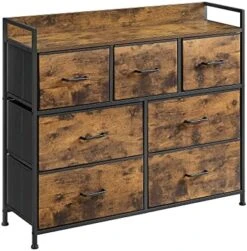 SONGMICS Dresser For Bedroom, Chest Of Drawers, 7 Fabric Drawers With Handles, Rustic Brown And Black ULTS137B01 -Amazon Store 51juTpsYU L. AC