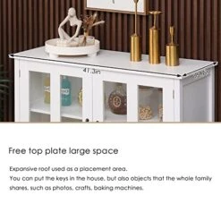 Nozama White Wine Cabinet With Storage Modern Buffet Server Sideboard With 2 Door Cabinets For Kitchen Room Kitchen Bar Storage Cabinet Cupboard