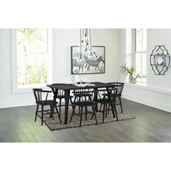 Signature Design By Ashley Otaska Mid Century Modern Rectangular Dining Room Table, Black -Amazon Store 51k1D7LpPlL
