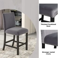 Dining Table Set For 4, Counter Height Dining Table Set With Faux Marble Dining Table And 4 Upholstered-Seat Chairs, 5 Piece Dining Room Table Set For Kitchen And Living Room Furniture, Gray -Amazon Store 51k1MW6VhpL