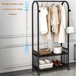 NEPHEW Home Hotel Hall Tree Clothing Rack With 2 Tier Metal Basket For Home Bedroom Laundry Small Place Entryway (Color : Black, Size : 60 * 35 * 170cm) 15 NEPHEW Home Hotel Hall Tree Clothing Rack With 2 Tier Metal Basket For Home Bedroom Laundry Small Place Entryway (Color : Black, Size : 60 * 35 * 170cm) -Amazon Store 51kBRdfWT6L