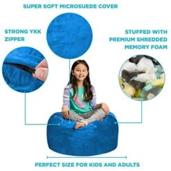 Sofa Sack - Plush, Ultra Soft Kids Bean Bag Chair - Memory Foam Bean Bag Chair With Microsuede Cover - Stuffed Foam Filled Furniture And Accessories For Kids Room - 2' Royal Blue 21 Sofa Sack - Plush, Ultra Soft Kids Bean Bag Chair - Memory Foam Bean Bag Chair With Microsuede Cover - Stuffed Foam Filled Furniture And Accessories For Kids Room - 2' Royal Blue -Amazon Store 51kK7ZS7gFL