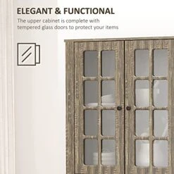 HOMCOM 71" Freestanding Kitchen Pantry Cabinet With Glass Door And Shelves, Tall Cupboard For Dining Room, Living Room, Natural -Amazon Store 51kN22jzroL