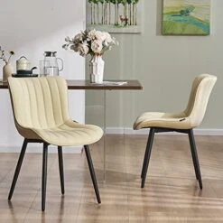 YOUNUOKE Dining Chairs Set Of 2,Upholstered Mid Century Modern Chair Armless Faux Leather Accent Chairs With Backrest Metal Legs And Adjustable Feet For Kitchen Living Room Bedrooms,Black 19 YOUNUOKE Dining Chairs Set Of 2,Upholstered Mid Century Modern Chair Armless Faux Leather Accent Chairs With Backrest Metal Legs And Adjustable Feet For Kitchen Living Room Bedrooms,Black -Amazon Store 51kNZ587mL. AC