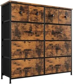 Nicehill Dresser For Bedroom With 10 Drawers, Storage Drawer Organizer, Tall Chest Of Drawers For Closet, Clothes, Kids, Baby, Living Room, Wood Board, Fabric Drawers (Black Grey) -Amazon Store 51kNdAJereL. AC