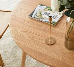 MU RONG Small Solid Wood Round Dining Table, Luxury Heavy Duty Mid Century Vintage Oak Natural Dinning Table For 2-4 People In Kitchen Dinning Room 31.5in Diameter Modular -Amazon Store 51kPh7VvRNL