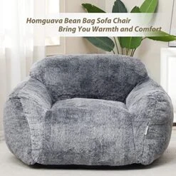 Homguava Giant Bean Bag Chair Sofa High-Density Foam Filled Sofa Chair Large Lazy BeanBag Sofa With Armrests For Living Room, Bedroom (Grey) -Amazon Store 51kPmm2Dn2L