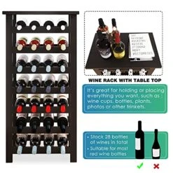 SMIBUY Bamboo Wine Rack, 28 Bottles Display Holder With Table Top, 7-Tier Free Standing Storage Shelves For Kitchen, Pantry, Cellar, Bar (Black) -Amazon Store 51kUxiaUQcL
