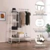 AKSG Clothing Rack Garment Rack With Shelves Wardrobe Rack Freestanding Closet Racks With Metal Hanger Rod And 4-tier Wood Shelves Heavy Duty Clothes Rack For Bedroom Living Room Entryway White