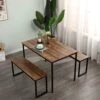 Soges Kitchen Table Set With 2 Benches, Bench Dining Table Set For 4, 3 Piece Dining Room Table And Long Benches, Breakfast Table Coffee Table Set, Industrial Style Wooden Kitchen And Dining Room Set -Amazon Store 51ksQDuyN0L