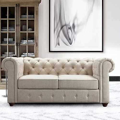 Rosevera Grier Polyester Upholstered Button Tufting Lounge Sofa Chair For Indoor Bedroom, Standard, Linen Beige Chaise 8 Rosevera Grier Polyester Upholstered Button Tufting Lounge Sofa Chair For Indoor Bedroom, Standard, Linen Beige Chaise - Image 6