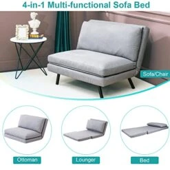 Maxspeed Futon Sofa Bed, Memory Foam Futon Convertible Couch Bed Chair, Modern Small Sofa Sleeper W/Adjustable Backrest, Folding Floor Lounge For Compact Living Spaces Offices Dorm Bonus,Grey -Amazon Store 51kvVg0ZrHL