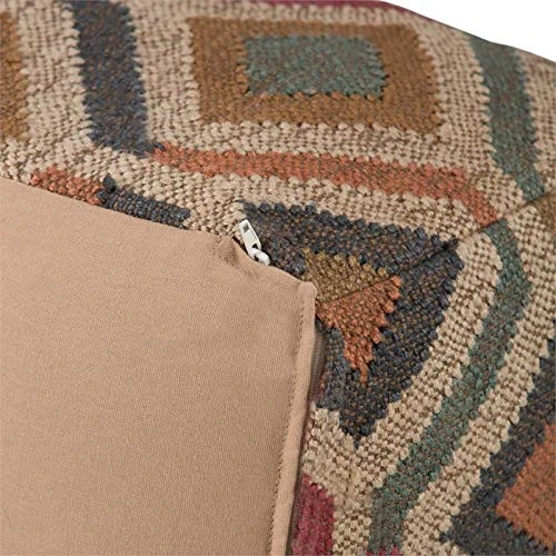 SIMPLIHOME Johanna Square Pouf, Footstool, Upholstered In Kilim Patterned Jute, For The Living Room, Bedroom And Kids Room, Transitional, Boho 7 SIMPLIHOME Johanna Square Pouf, Footstool, Upholstered In Kilim Patterned Jute, For The Living Room, Bedroom And Kids Room, Transitional, Boho - Image 5