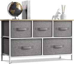 Sorbus Dresser With 5 Drawers - Storage Chest Organizer Unit With Steel Frame, Wood Top, Easy Pull Fabric Bins - Long Wide TV Stand For Bedroom Furniture, Hallway, Closet & Office Organization -Amazon Store 51l23Q09OtL. AC