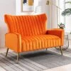 Altrobene Velvet Couch Modern Wingback Loveseat Tufted Luxury Sofa With Gold Legs For Living Room/Bedroom, Orange 2 Altrobene Velvet Couch Modern Wingback Loveseat Tufted Luxury Sofa With Gold Legs For Living Room/Bedroom, Orange -Amazon Store 51lBd5IO6cL