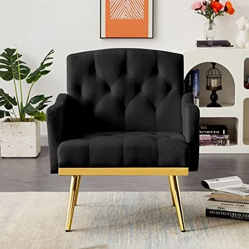 Antetek Upholstered Velvet Loveseat Sofa, Modern Small Sofa Couch With Side Pocket And Golden Metal Legs, Tufted Leisure Sofa For Living Room, Bedroom, Office, Light Beige 10 Antetek Upholstered Velvet Loveseat Sofa, Modern Small Sofa Couch With Side Pocket And Golden Metal Legs, Tufted Leisure Sofa For Living Room, Bedroom, Office, Light Beige - Image 8