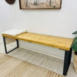 Barn Walls End Of Bed Bench With Metal Legs, Accent Bench, Entryway Bench, Ottoman Bench, Living Room Bench, Dining Bench, Kitchen Bench, Table Bench. Blue Powderwash. Fits California King. -Amazon Store 51lHImjwPlL. AC