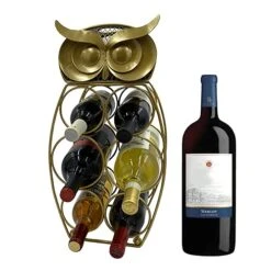 Owl Décor Wine Racks Countertop Wine Bottle Holder With Wine Cork Holder Kitchen Counter Wine Rack Free Standing Floor Wine Decor For Kitchen Bar Counter Displays 1.5 Liter Bottles 18 In Tall