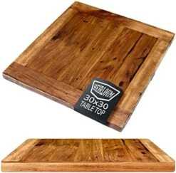 HEIRLOUM Reclaimed Wood Table Top - Rustic Recycled Solid Wooden Piece Perfect For Signs, Kitchens, Dining And Coffee Table Tops (Reclaimed Wood Table Top With Metal Edge,  36" X 36") -Amazon Store 51ladG3X 8L. AC