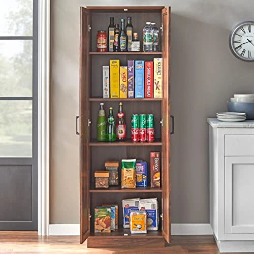 Simple Living Tanner Pantry Cabinet Walnut Stained 4 Simple Living Tanner Pantry Cabinet Walnut Stained - Image 2