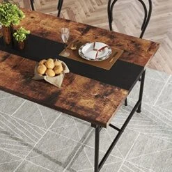 Tribesigns Dining Table Kitchen Table For 6, Industrial Rectangular Wood Table With Steel Legs Metal Frame, Farmhouse Kitchen Table For Dining Room, Home Furniture (Rustic Brown & Black) -Amazon Store 51lmyN42kSL