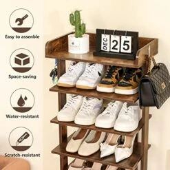 Usikey Large Vertical Shoe Rack, 8 Tiers Wooden Shoes Racks With Bottom Drawer, Top Storage & 2 Hooks, Double Shoes Storage, Modern Shoe Rack Organizer, Shoe Tower For Entryway, Hallway, Rustic Brown 12 Usikey Large Vertical Shoe Rack, 8 Tiers Wooden Shoes Racks With Bottom Drawer, Top Storage & 2 Hooks, Double Shoes Storage, Modern Shoe Rack Organizer, Shoe Tower For Entryway, Hallway, Rustic Brown -Amazon Store 51lnVZHeMcL