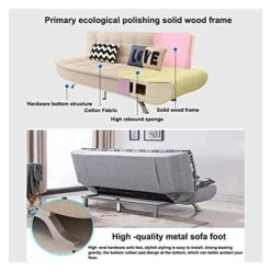 Futon Sofa Bed, Sleeper Sofa Bed For Living Room, Adjustable Convertible Folding Recliner Futon, Modern Fabric Sofa Bed Couch Settee With 2 Soft Cushions ( Color : Beige , Size : 190 X 85 X 90cm ) -Amazon Store 51lvQB6FwuL