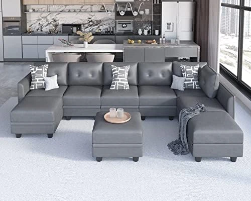 LLappuil Modular Sofa Sectioanl Couch With Storage, Convertible 6 Seater L Shaped Modular Chaise Sofa With Ottoman, Denim Blue 12 LLappuil Modular Sofa Sectioanl Couch With Storage, Convertible 6 Seater L Shaped Modular Chaise Sofa With Ottoman, Denim Blue - Image 10