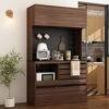Homsee Large Kitchen Pantry Storage Cabinet With Pegboard & Hutch, 78.7" Kitchen Buffet Cabinet Cupboard With 9 Drawers, Hooks, Microwave Space & Open Shelf For Dining Room, Living Room, Dark Brown -Amazon Store 51lyYIBqxeL