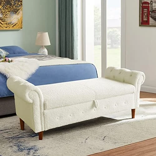 Aoowow Storage Bench For Bedroom End Of Bed Rolled Armed PU Leather Ottoman Couch Long Bench Window Sitting Fireplace Toy Storage Bench, Brown 9 Aoowow Storage Bench For Bedroom End Of Bed Rolled Armed PU Leather Ottoman Couch Long Bench Window Sitting Fireplace Toy Storage Bench, Brown - Image 7