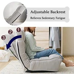 Indoor Chaise Lounge Chair, 3 Angles Adjustable Floor Chair, Folding Lazy Sofa Couch For Teens And Adults, Cushion Padded Comfy Chair For Living Room And Bedroom (Light Grey) -Amazon Store 51m5eWJbqPL