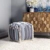 NuLOOM Hydra Denim Striped Fringe Filled Ottoman Pouf -Amazon Store 51m70SCTghL