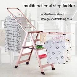 GENERIC 5 Step Ladder Aluminum Alloy Ladder Folding Ladder With Wide Anti-Slip Pedal Flower Stand Storage Rack Drying Rack Portable Step Ladder For Home And Kitchen Use Space Saving (Color : Bruin)