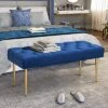 Crestlive Products Upholstered Bench, Velvet Button-Tufted Ottoman With Metal Legs, End Of Bed Bench Accent Sofa Footrest, Long Couch Bench For Bedroom, Entryway, Living Room (Navy Blue) -Amazon Store 51mICpEceoL