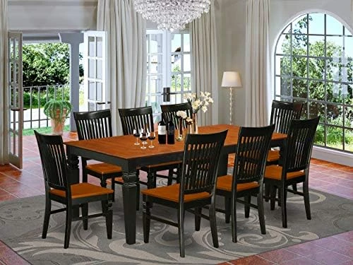 East West Furniture Dining Table Set, 9-Piece, ALGWE9-LWH-W 17 East West Furniture Dining Table Set, 9-Piece, ALGWE9-LWH-W - Image 15