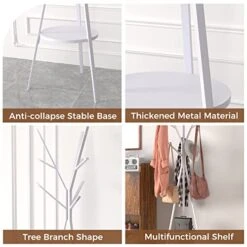 MULSH Standing Coat Rack Hat Hanger Coat Rack Hooks Coat Rack Hall Tree Entryway Standing Hat Jacket Coat Hanger Rack In White,17.72" W X 17.72" D X 73.46" H -Amazon Store 51mMaS2SptL