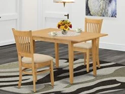 East West Furniture NOVA3-OAK-W 3 Piece Kitchen Table Set For Small Spaces Contains A Rectangle Dining Table With Butterfly Leaf And 2 Dining Room Chairs, 32x54 Inch, Oak -Amazon Store 51mPqNdezjL. AC