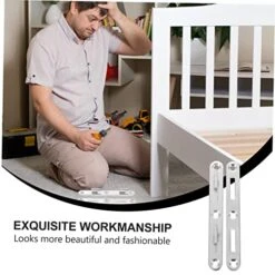 Veemoon 4 Sets Bed Rail Fasteners Metal Bracket Metal Balusters Carassosories Bed Frame Hardware Bed Rail Fittings Bed Replacement Parts Flat Silver Round Bed Iron Headboard Brackets -Amazon Store 51mSGDkqLkL