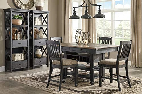 Signature Design By Ashley Tyler Creek Farmhouse 75" Display Cabinet Or Bookcase With Drawers, Almost Black 4 Signature Design By Ashley Tyler Creek Farmhouse 75" Display Cabinet Or Bookcase With Drawers, Almost Black - Image 2