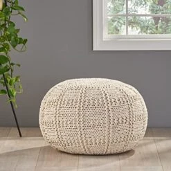 GDFStudio Valentine Hand Knit Fabric Pouf (Ivory) -Amazon Store 51mbp6EKTRL