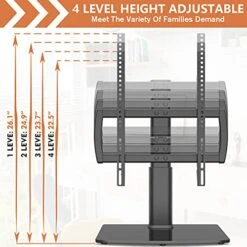 Universal Swivel TV Stand/Base Table Top TV Stand 27 To 60 Inch TVs 80 Degree Swivel, 4 Level Height Adjustable, Heavy Duty Tempered Glass Base, Holds Up To 99lbs Screens, HT04B-001 -Amazon Store 51mbqxbPrJL